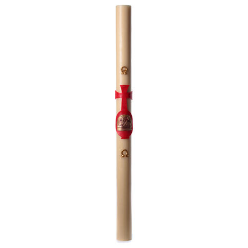 Beeswax Paschal candle with Lamb on Book and Red Cross 8x120 cm 4