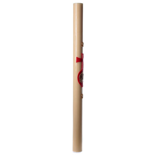 Beeswax Paschal candle with Lamb on Book and Red Cross 8x120 cm 6