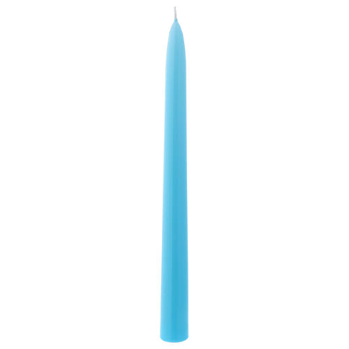 Świeczka stożkowa Błyszcząca Ceralacca h 25 cm błękitna 1