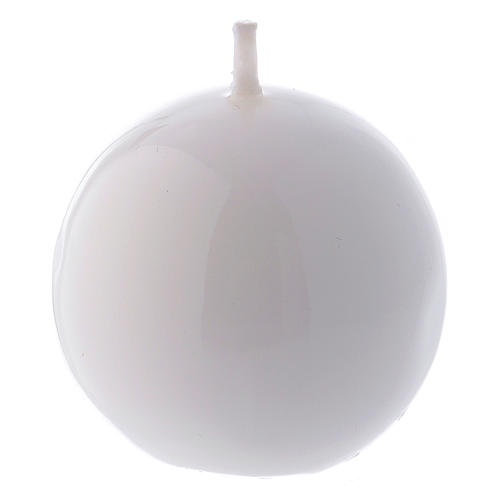 Ceralacca spherical white wax candle, diameter 5 cm 1