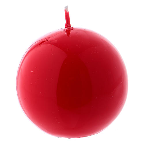 Glossy Ball Candle, Ceralacca d. 5 cm in red 1