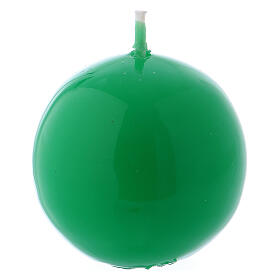 Glossy Sphere Candle Ceralacca, d. 5 cm green
