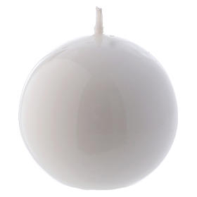 Ceralacca spherical white wax candle, diameter 6 cm