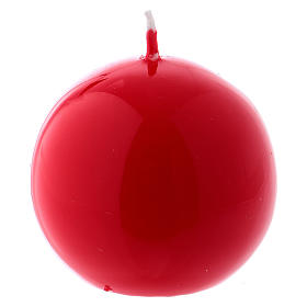 Ceralacca spherical red wax candle, diameter 6 cm
