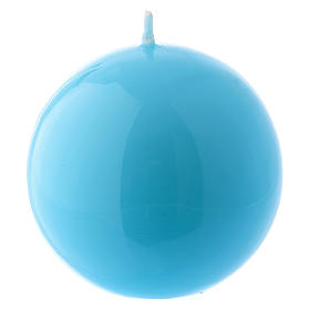 Ceralacca spherical light blue wax candle, diameter 8 cm