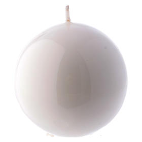 Ceralacca spherical white wax candle, diameter 8 cm
