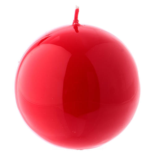 Ceralacca spherical red wax candle, diameter 8 cm 1