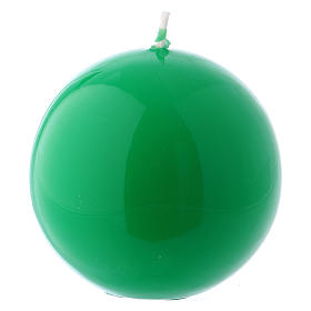 Ceralacca spherical green wax candle, diameter 8 cm