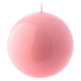 Ceralacca spherical pink wax candle, diameter 8 cm