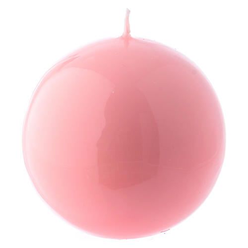 Ceralacca spherical pink wax candle, diameter 8 cm 1