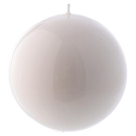 Glossy Sphere Candle Ceralacca, d. 12 cm white