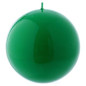 Glossy Sphere Candle Ceralacca, d. 12 cm green