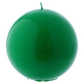 Ceralacca spherical green wax candle, diameter 15 cm