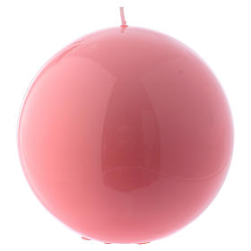 Ceralacca spherical pink wax candle, diameter 15 cm