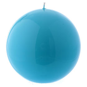 Ceralacca spherical light blue wax candle, diameter 15 cm