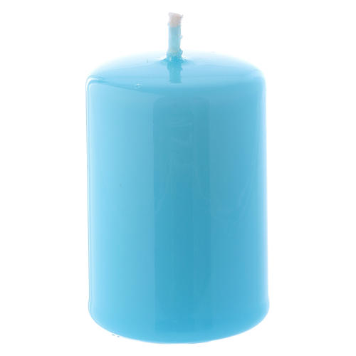 Glossy light blue Ceralacca candle diameter 4x6 cm 1
