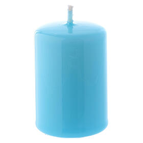 Pillar Candle Glossy light blue, 4x6 cm