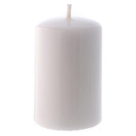 Glossy White Pillar Candle, 5x8 cm