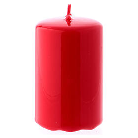 Glossy Red Pillar Candle, 5x8 cm