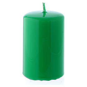 Glossy Green Pillar Candle, 5x8 cm