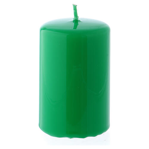 Glossy Green Pillar Candle, 5x8 cm 1