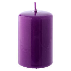 Glossy Purple Pillar Candle, 5x8 cm