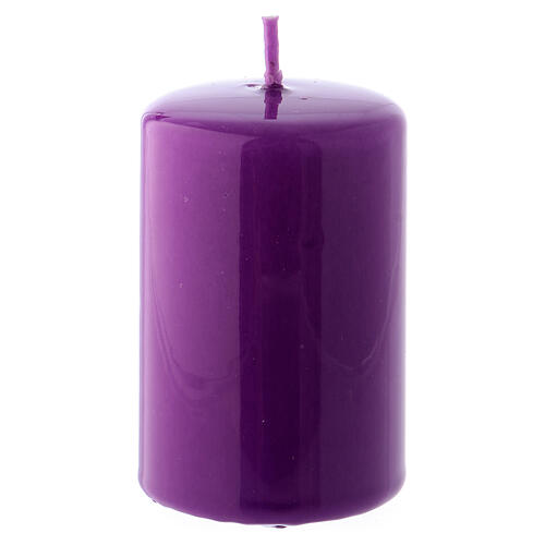 Glossy Purple Pillar Candle, 5x8 cm 1