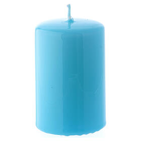 Glossy Light blue Pillar Candle, 5x8 cm