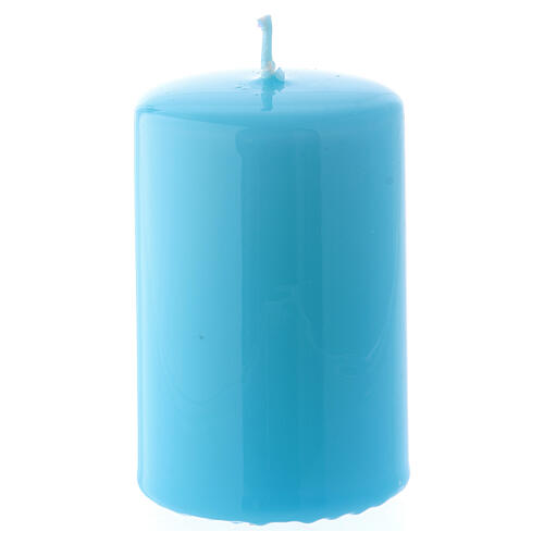 Glossy Light blue Pillar Candle, 5x8 cm 1