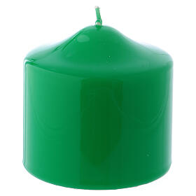 Pillar Candle Shiny Ceralacca, 8x8 cm green