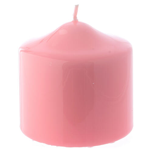 Pillar Candle Shiny Ceralacca, 8x8 cm pink 1