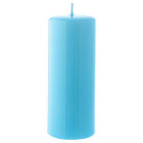 Shiny Light blue Pillar Candle Ceralacca, 5x13 cm
