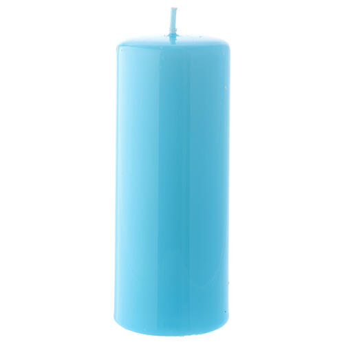 Shiny Light blue Pillar Candle Ceralacca, 5x13 cm 1
