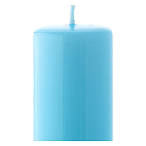 Shiny Light blue Pillar Candle Ceralacca, 5x13 cm 2