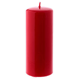 Red Pillar Candle Glossy Ceralacca, 6x15 cm