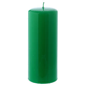 Green Pillar Candle Glossy Ceralacca, 6x15 cm