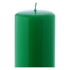 Green Pillar Candle Glossy Ceralacca, 6x15 cm