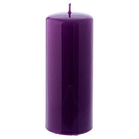 Purple Pillar Candle Glossy Ceralacca, 6x15 cm