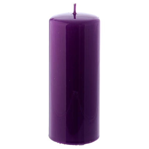 Purple Pillar Candle Glossy Ceralacca, 6x15 cm 1