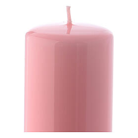 Pink Pillar Candle Glossy Ceralacca, 6x15 cm