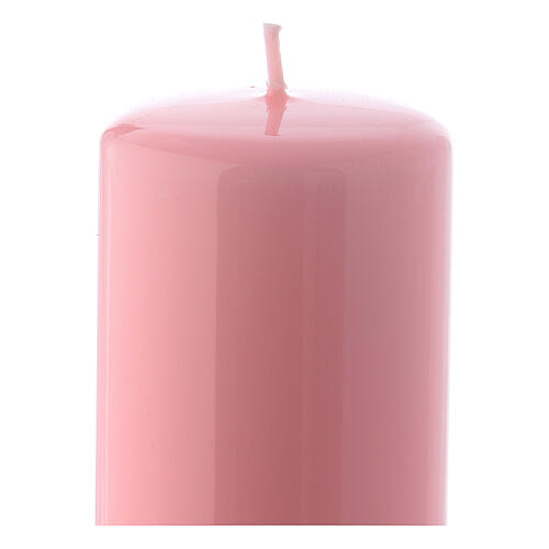 Pink Pillar Candle Glossy Ceralacca, 6x15 cm 2