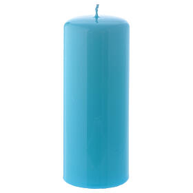 Light blue Pillar Candle Glossy Ceralacca, 6x15 cm