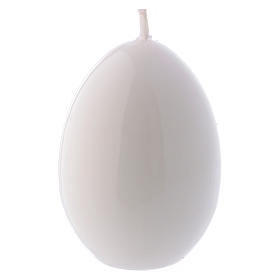 Glossy egg-shaped white Ceralacca candle diameter 45 mm