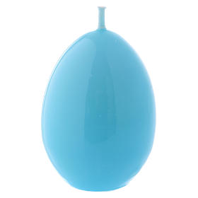 Glossy egg-shaped light blue Ceralacca candle diameter 45 mm