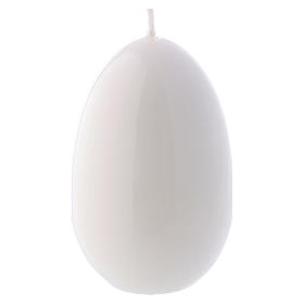 Glossy egg-shaped white Ceralacca candle diameter 60 mm
