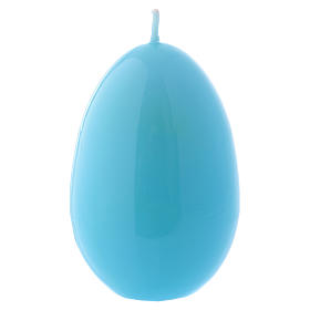 Glossy egg-shaped light blue Ceralacca candle diameter 60 mm