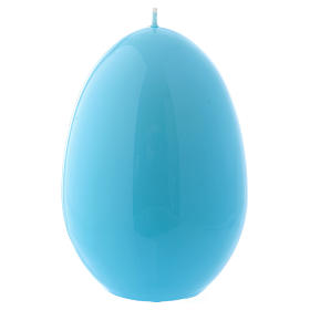 Glossy egg-shaped light blue Ceralacca candle diameter 100 mm