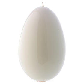 Glossy egg-shaped white Ceralacca candle diameter 140 mm