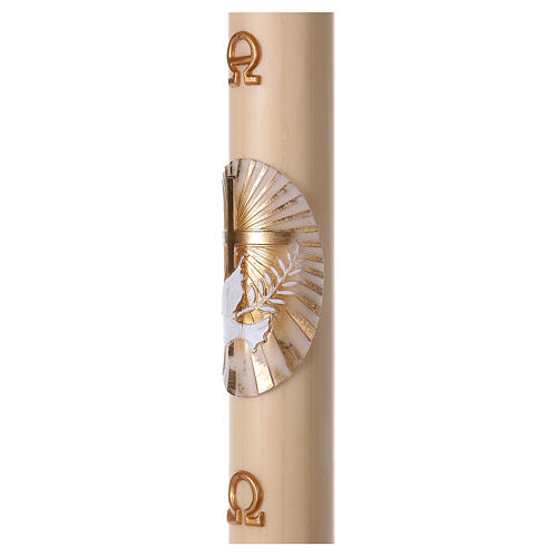 Paschal candle in beeswax with Cross and Dove 8x120 cm 3