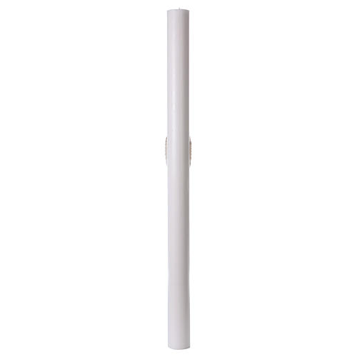 Paschal candle in white wax with Cross and Dove 8x120 cm 7